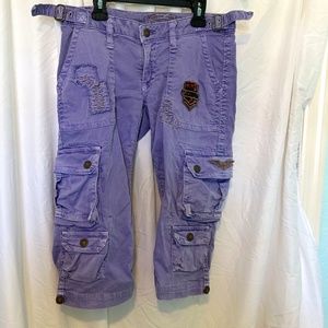 Women's Robin's Jean Purple Military Cargo Capri, Size 31